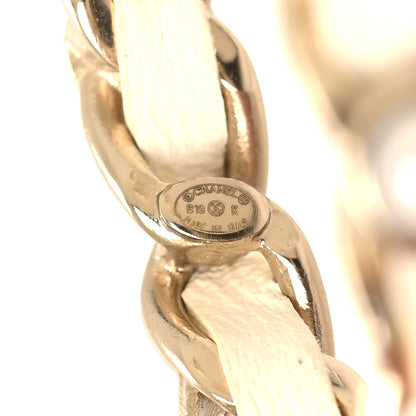 Chanel Lambskin Pearl More Is More CC Chain Hoop Earrings Matte Gold White 4 of 5