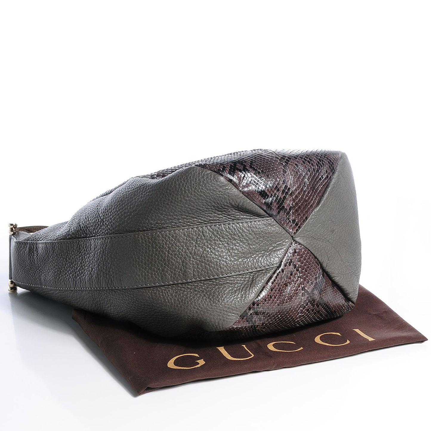 Python Leather Medium Greenwich Shoulder Bag Grey