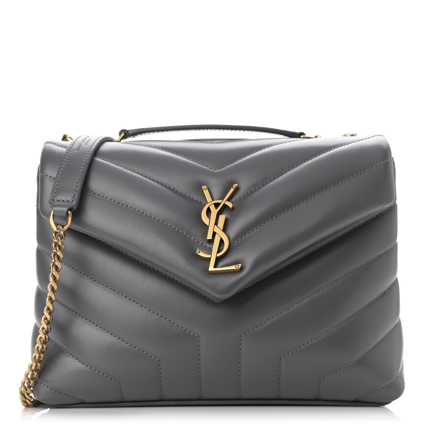 Saint Laurent Calfskin Y Quilted Monogram Small Loulou Chain Satchel Storm 1 of 12