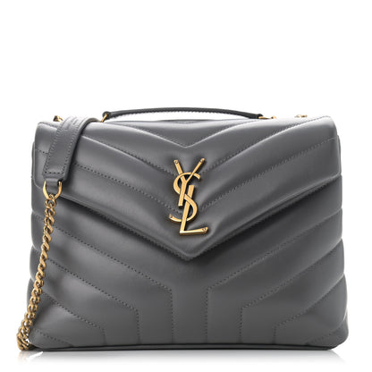 Saint Laurent Calfskin Y Quilted Monogram Small Loulou Chain Satchel Storm 1 of 12