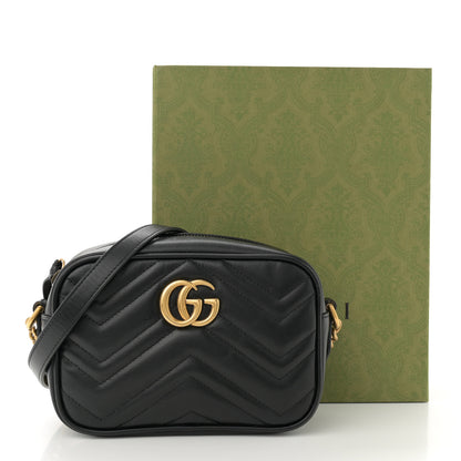 Gucci Calfskin Matelasse Mini GG Marmont Chain Shoulder Bag Black 12 of 12