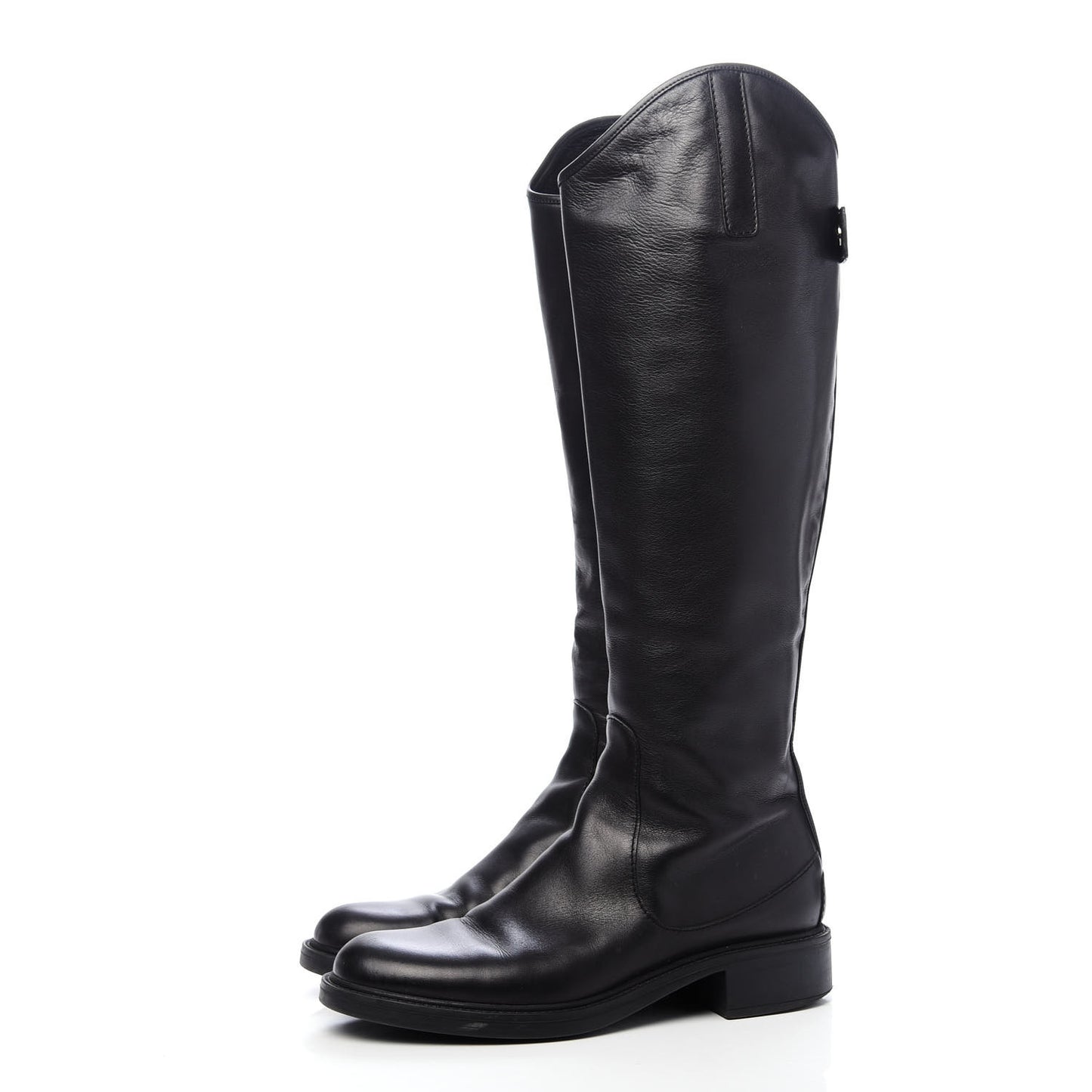 Calfskin Maud Knee High Riding Boots 38 Black