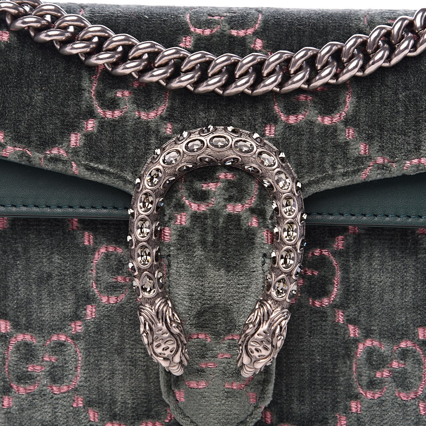 Velvet Moon Calfskin Crystal GG Monogram Small Dionysus Shoulder Bag Avio Dusty Pink Black Diamond