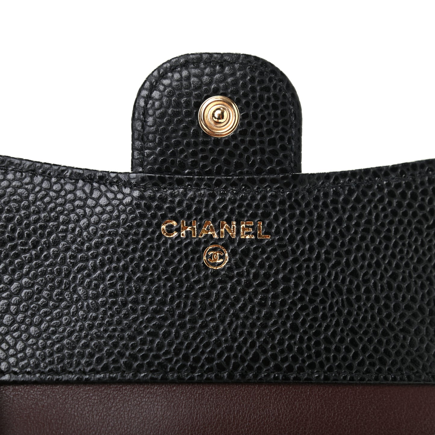 Caviar Quilted Compact Flap Wallet Black