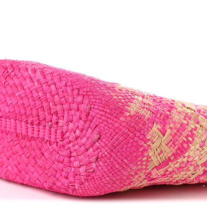 Loewe Iraca Palm Calfskin Small Anagram Basket Bag Fuchsia 9 of 9