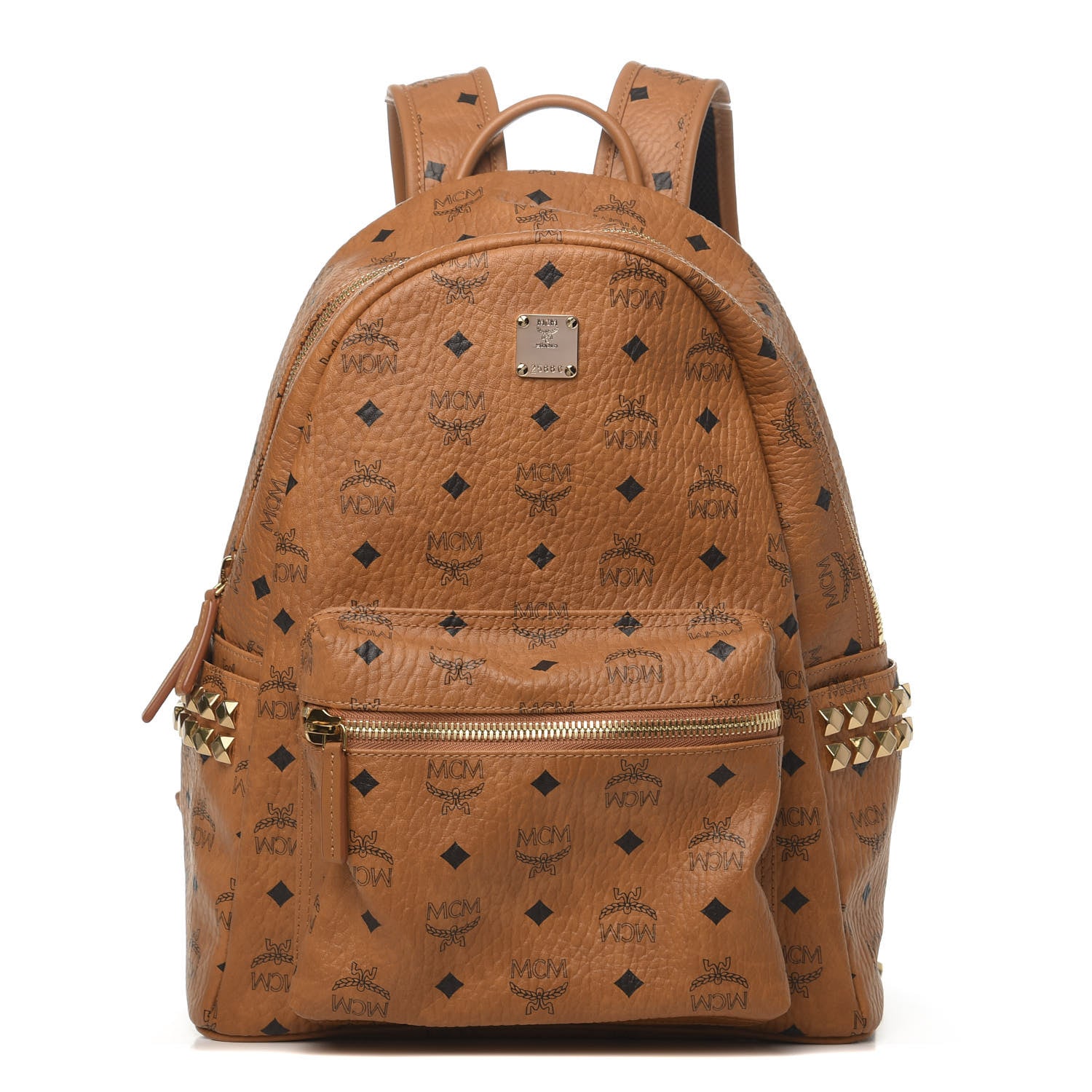 MCM Visetos Small Side Stud Stark Backpack Cognac 1 of 8