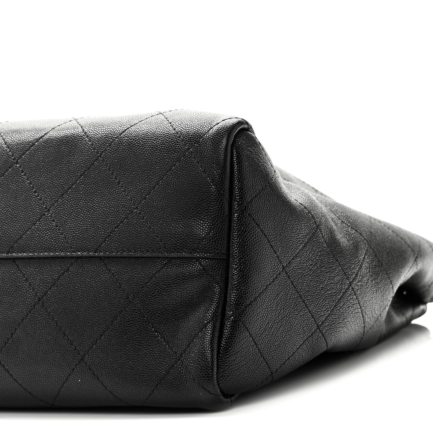 Caviar Stitched Large Lady Coco Shopping Tote Black