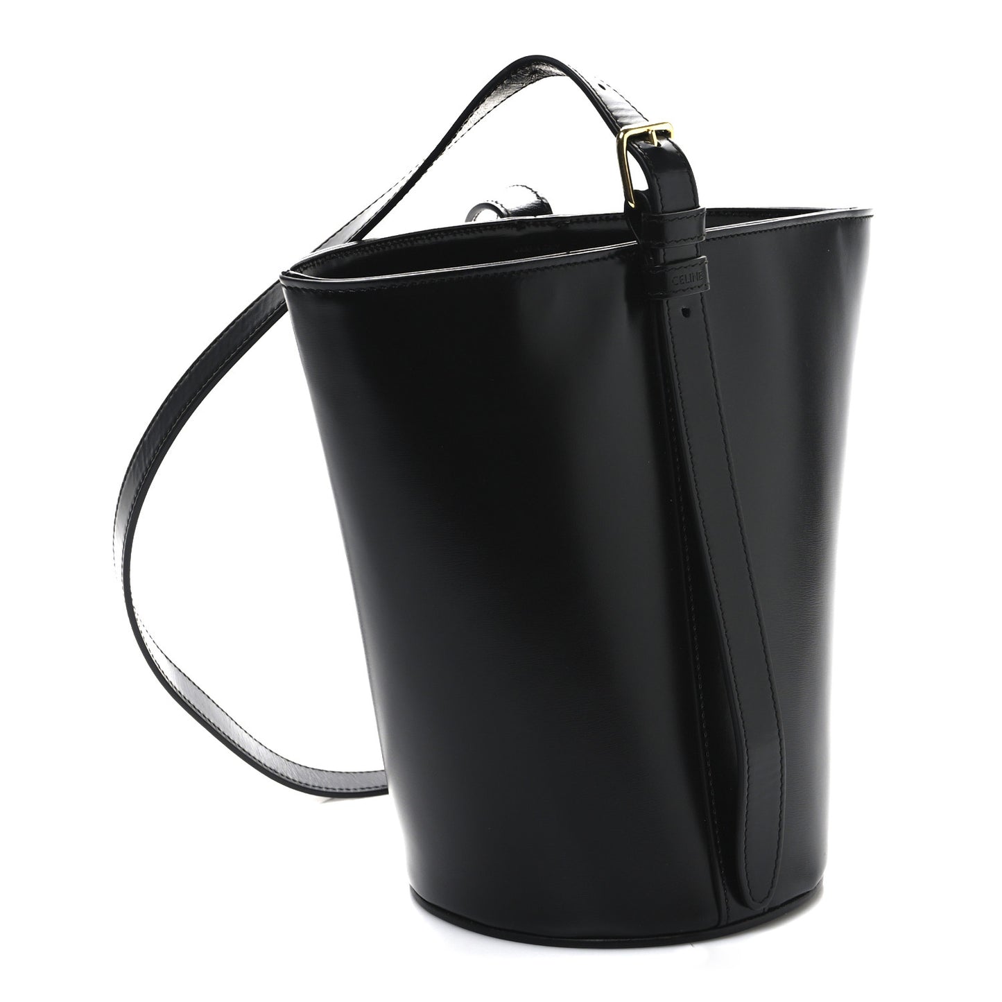 Shiny Calfskin Triomphe Bucket Bag Black