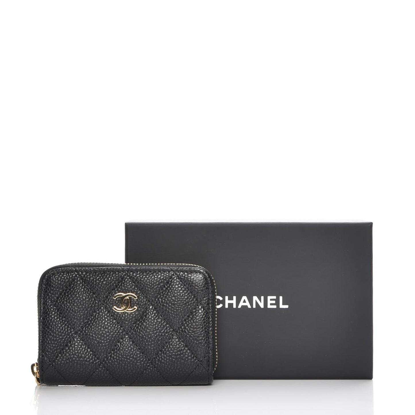 Caviar Quilted Zip Coin Purse Black