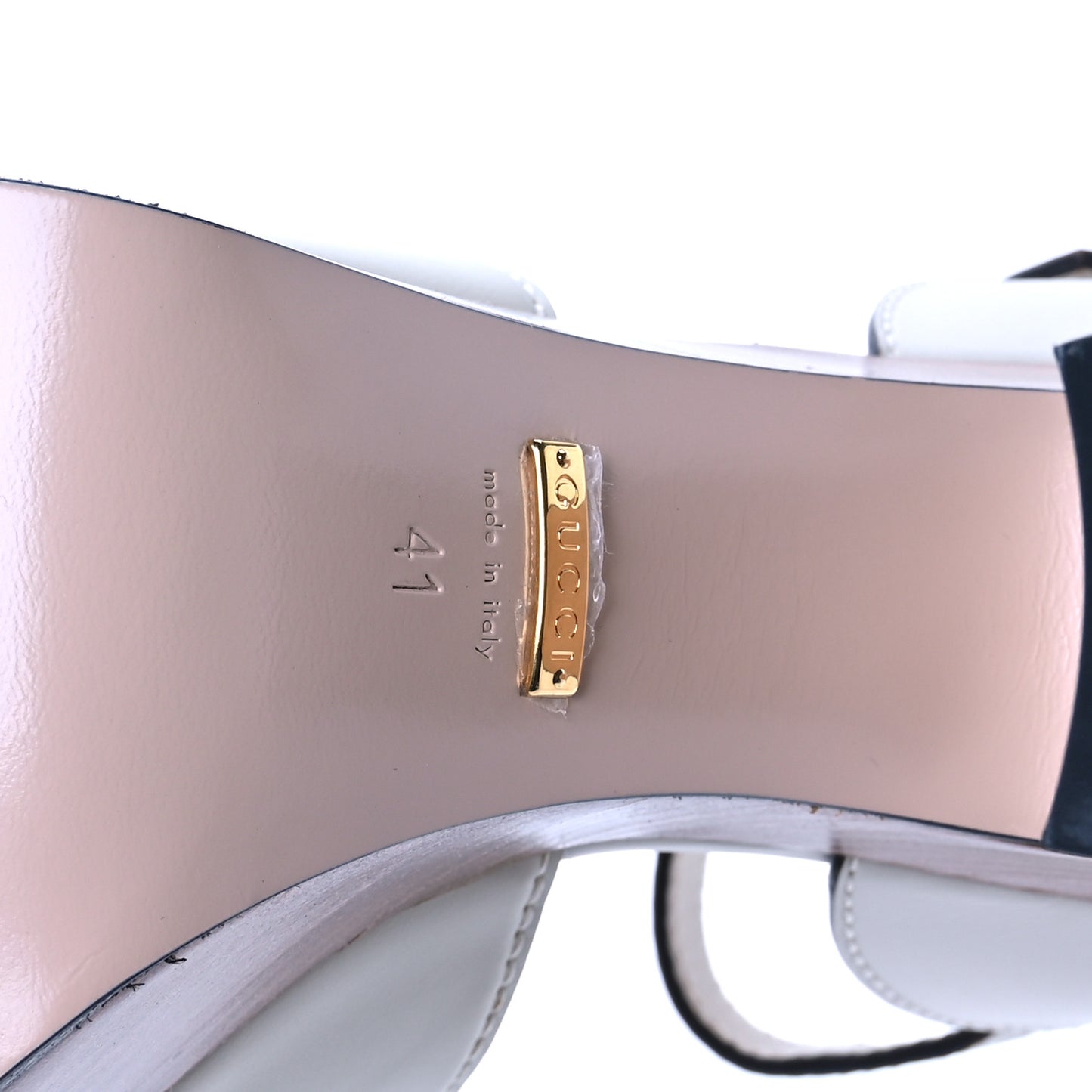 Cosmos Softy Calfskin Wooden Interlocking G Cut-Out 30/120mm Platform Sandals 41 Mystic White