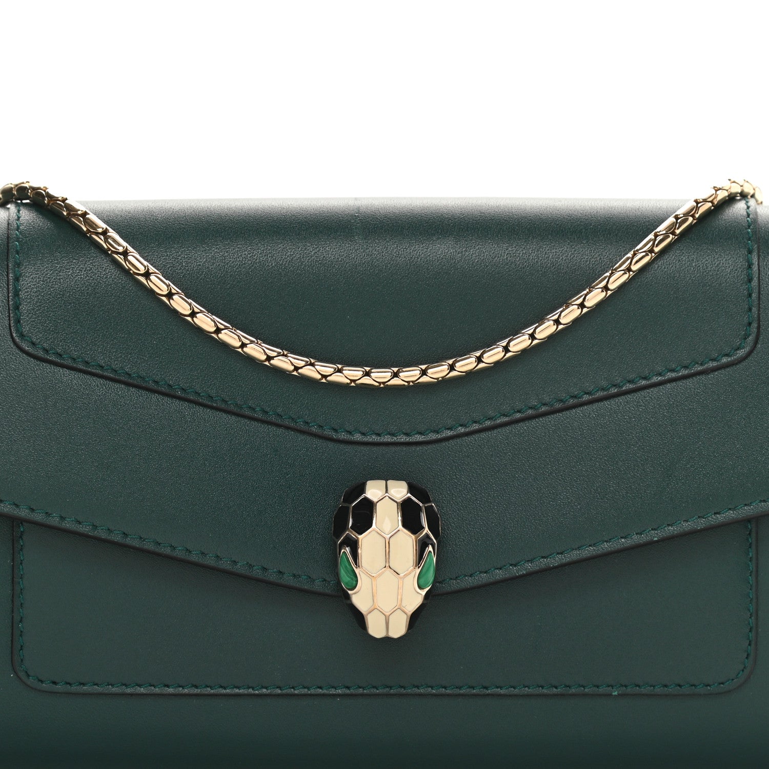 Bulgari Calfskin Serpenti Forever Chain Wallet Green 8 of 14
