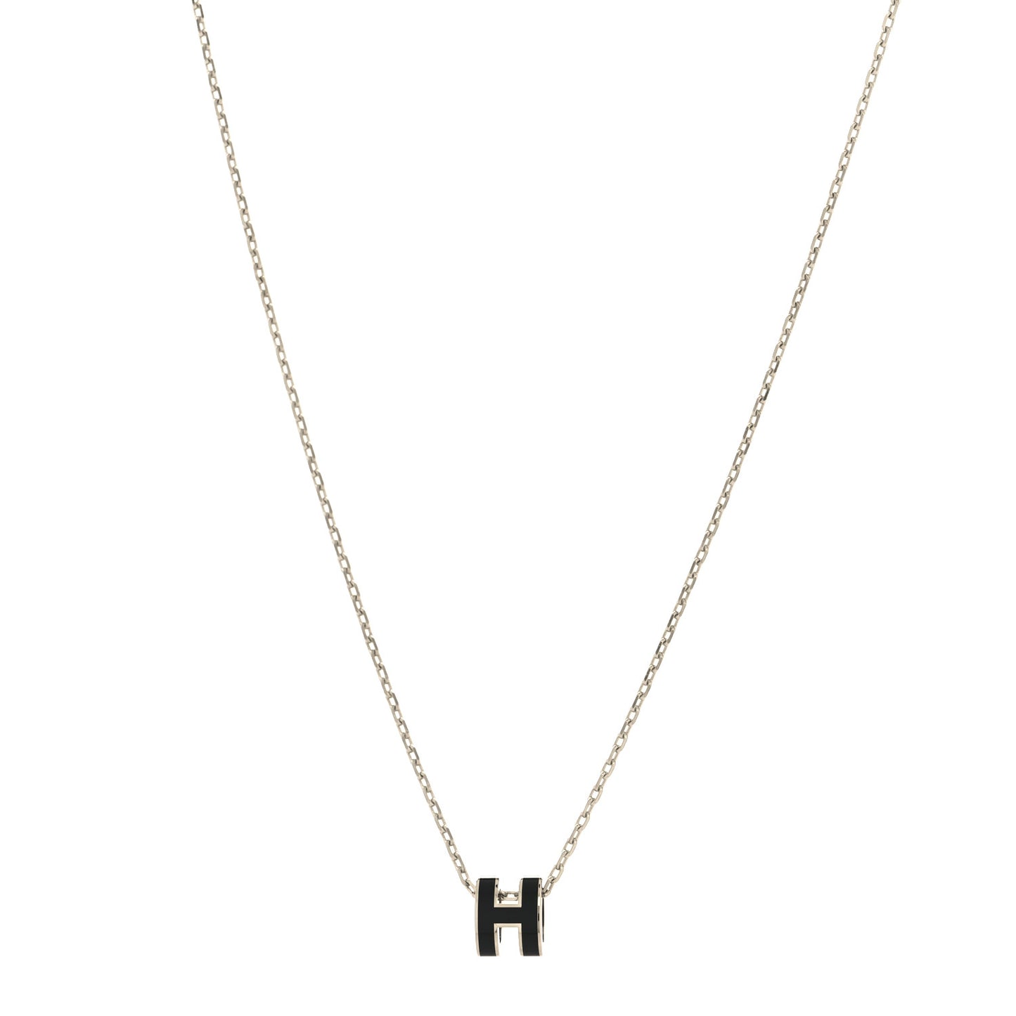 Lacquered Palladium Mini Pop H Pendant Necklace Black