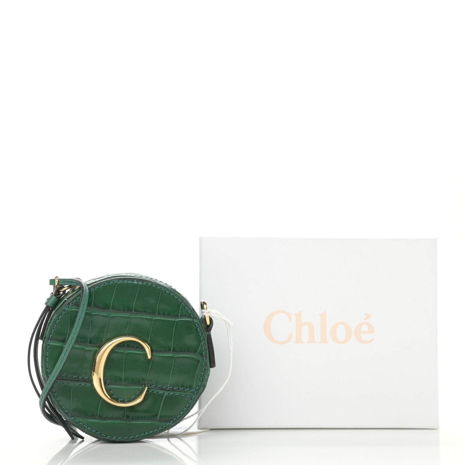 Chloe Calfskin Crocodile Embossed Mini C Round Crossbody Woodsy Green 12 of 12