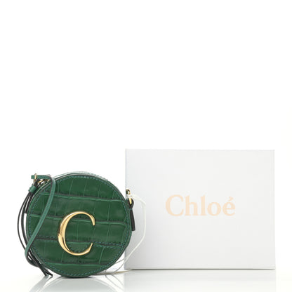 Chloe Calfskin Crocodile Embossed Mini C Round Crossbody Woodsy Green 12 of 12