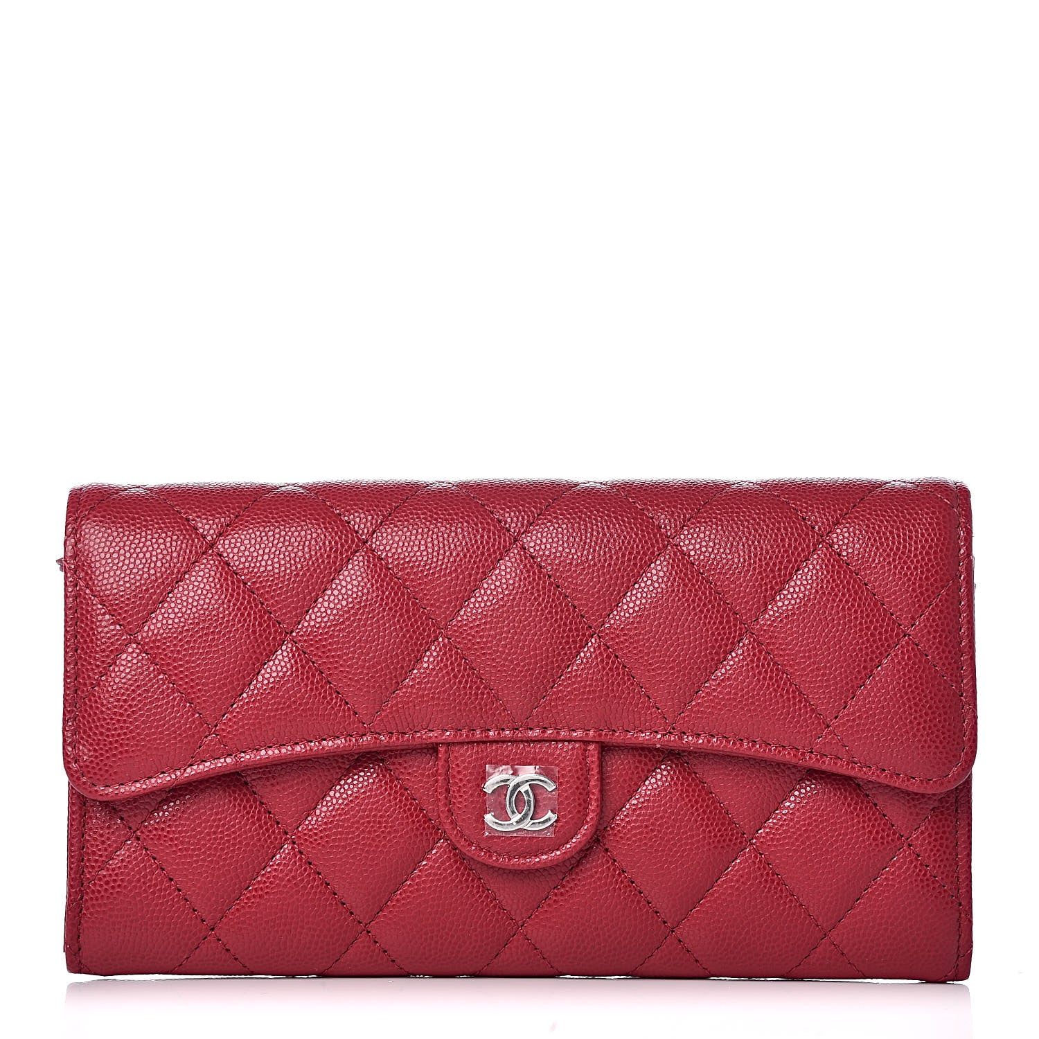 Chanel Caviar Quilted Large Gusset Flap Wallet Dark Red 1 of 8