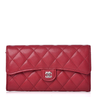 Chanel Caviar Quilted Large Gusset Flap Wallet Dark Red 1 of 8