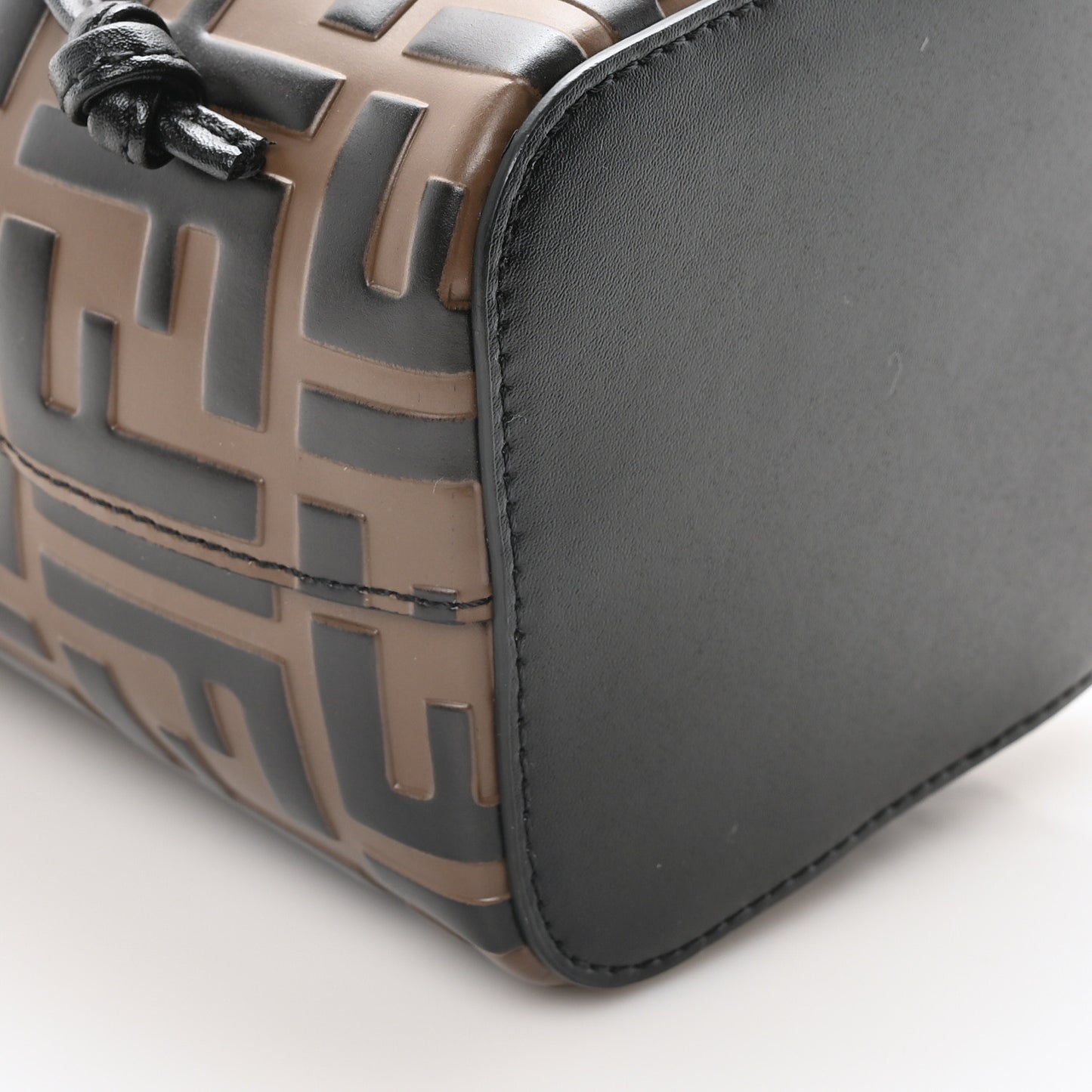 Vitello Liberty F is Fendi Bi-Color FF 1974 Embossed Mini Mon Tresor Bucket Bag Maya Black