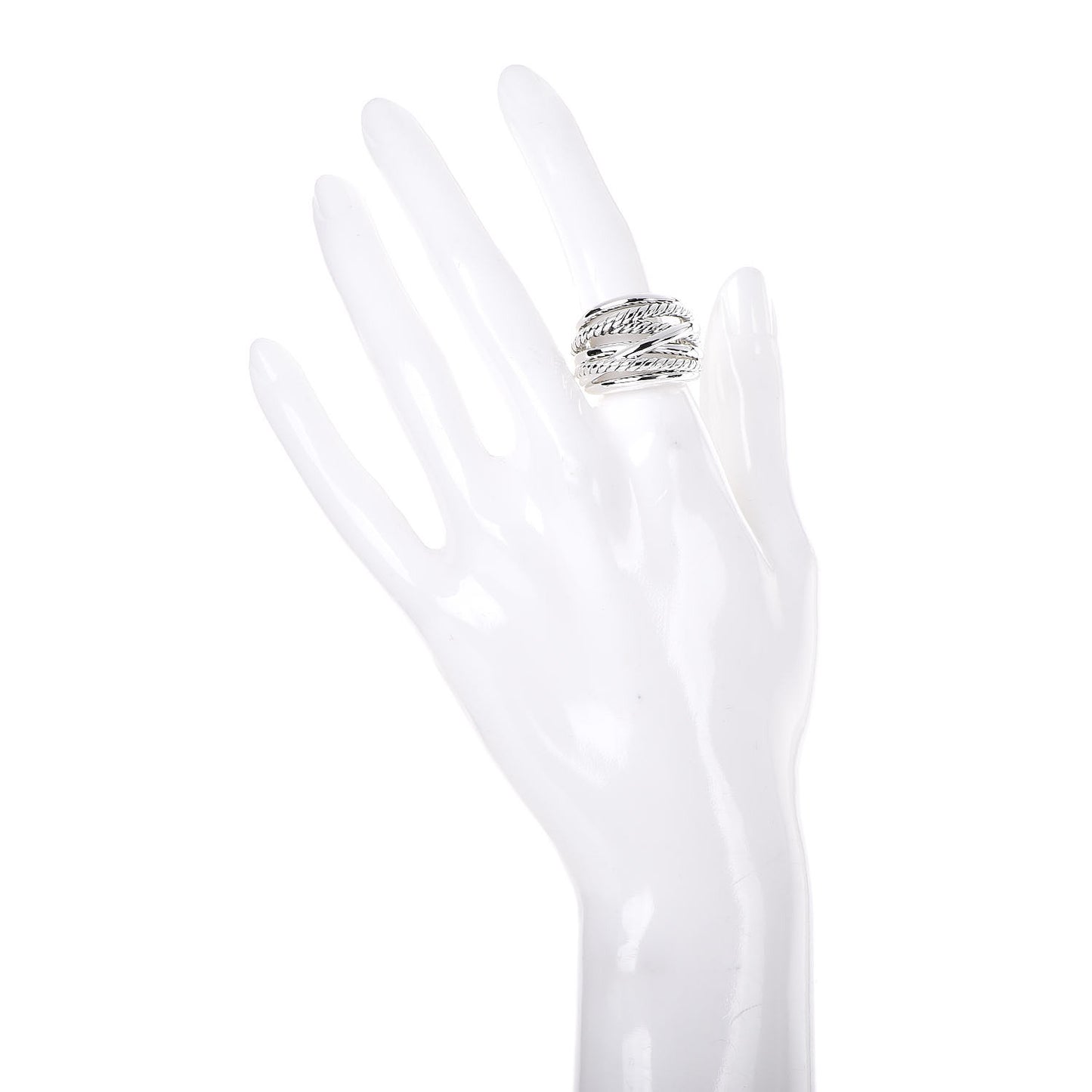 Sterling Silver 18mm Wide Crossover Cable Ring 53 6.5