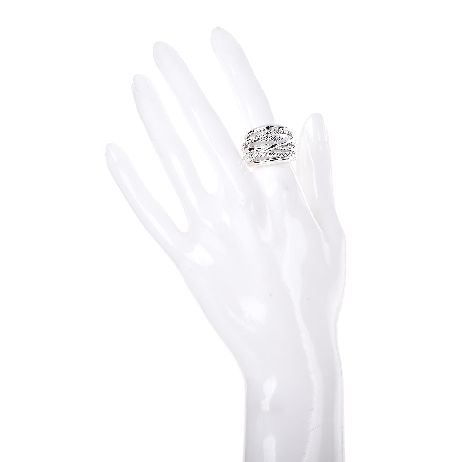 David Yurman Sterling Silver 18mm Wide Crossover Cable Ring 53 6.5 2 of 5