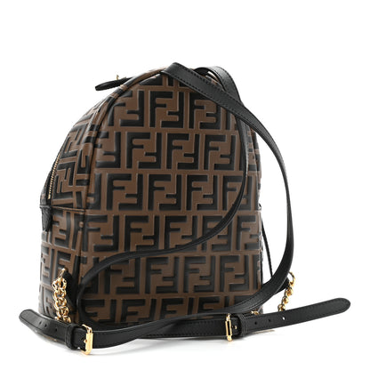 Fendi Vitello Bi-Color FF 1974 Embossed Mini Backpack Maya Black 3 of 10