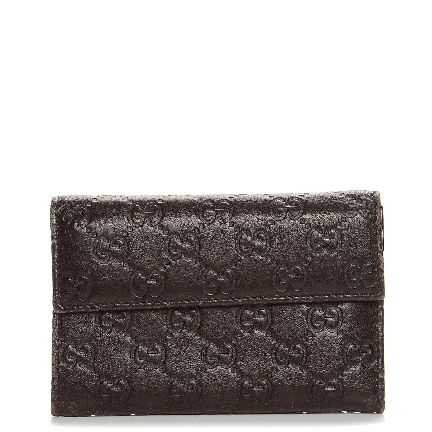 Gucci Guccissima Continental Flap Wallet Dark Brown 1 of 8