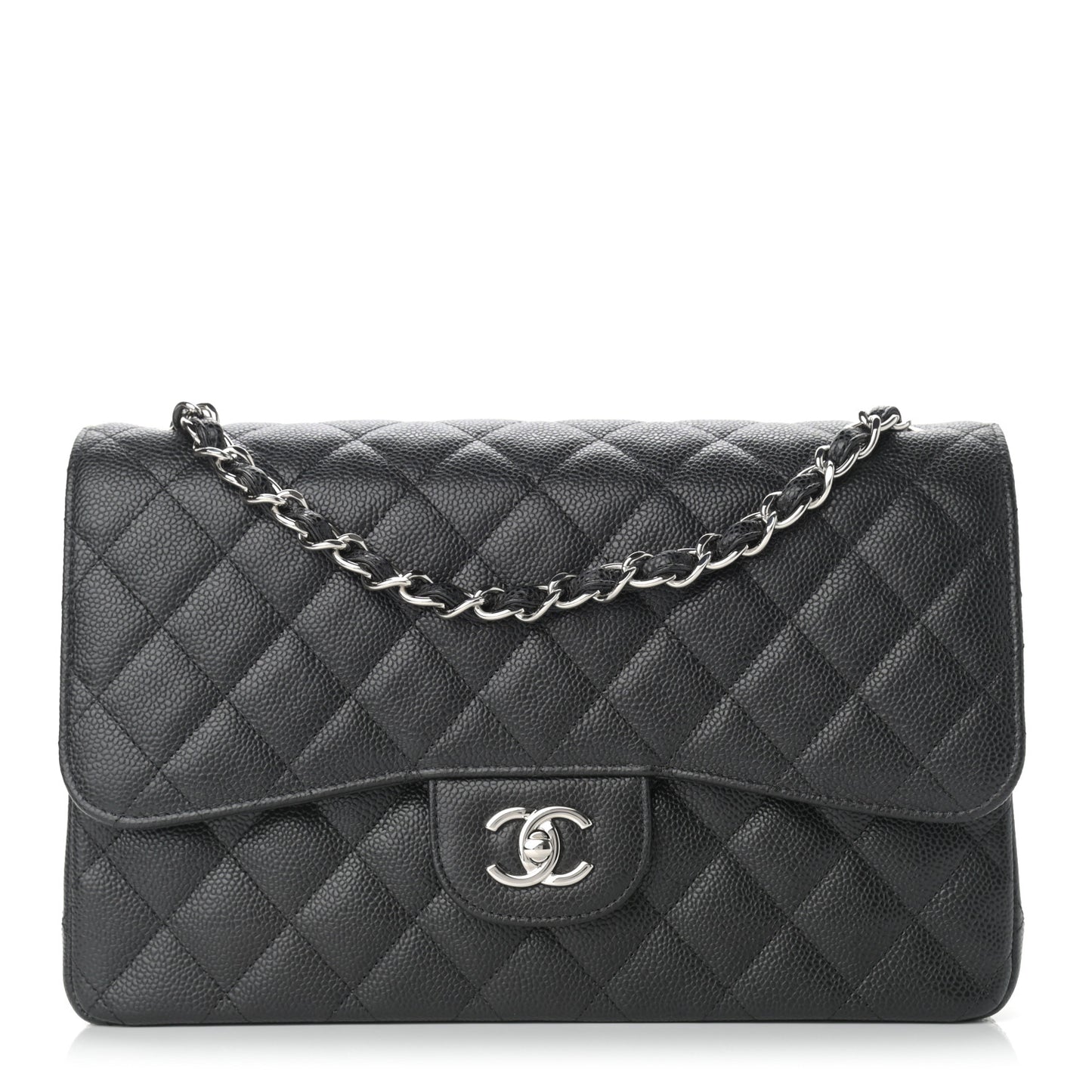 Caviar Quilted Jumbo Double Flap Black