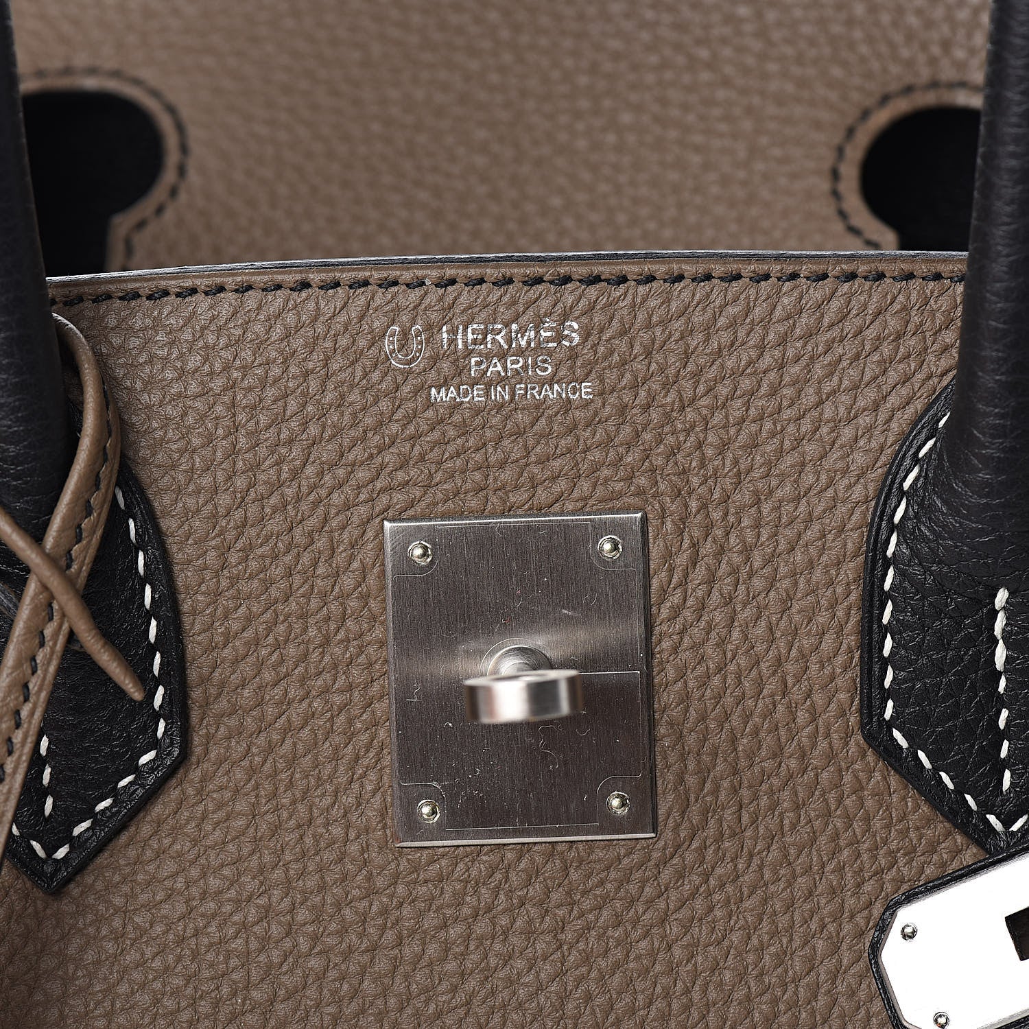 Hermes Togo Horseshoe Birkin 30 Black Etoupe 14 of 29