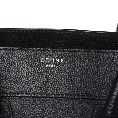 Celine Drummed Calfskin Mini Luggage Black 10 of 11