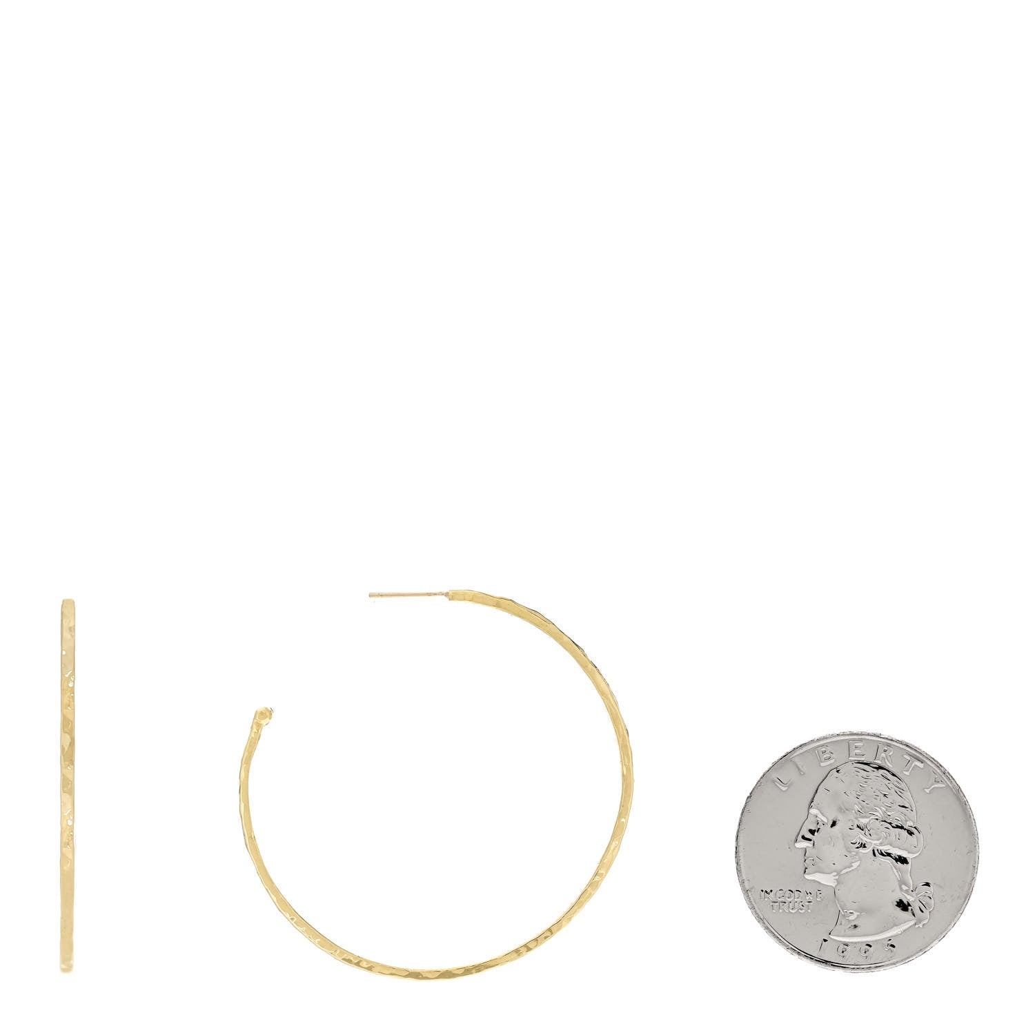 Jennifer Meyer 18K Yellow Gold Medium Hammered Hoop Earrings 2 of 4