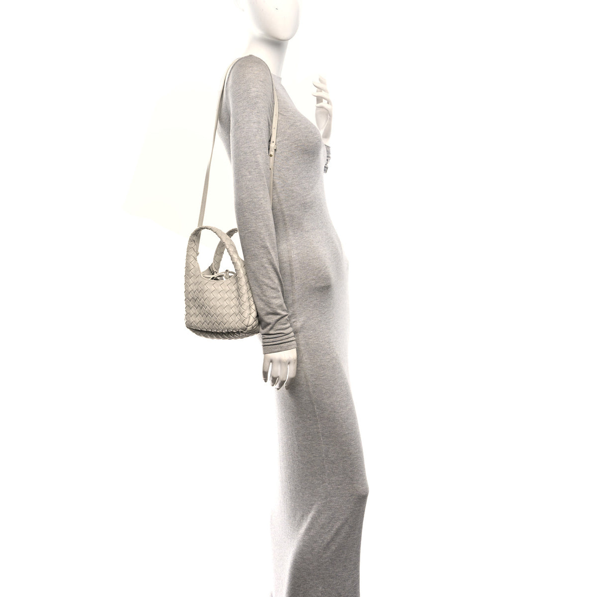 Bottega Veneta Nappa Intrecciato Baby Campana Shoulder Bag Silica Grey 2 of 9