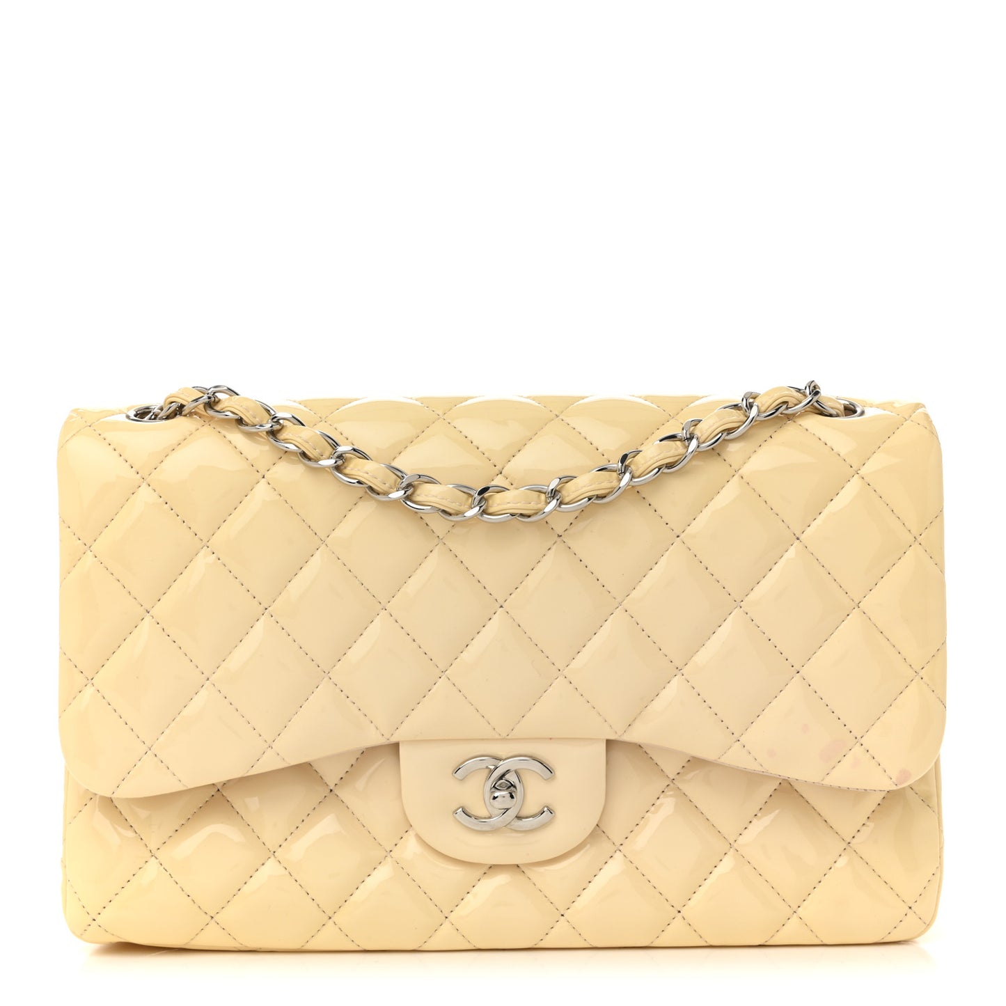 Patent Quilted Jumbo Double Flap Light Pink