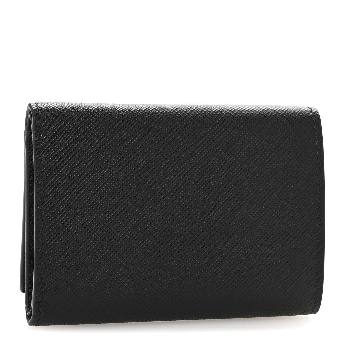 Saffiano Metal Tri-Fold Envelope Card Holder Wallet Black