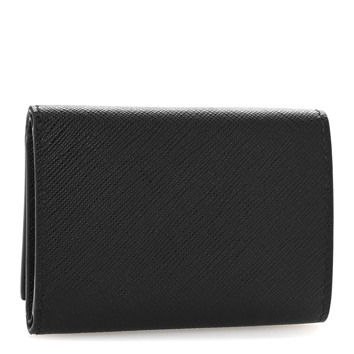 Prada Saffiano Metal Tri-Fold Envelope Card Holder Wallet Black 3 of 8