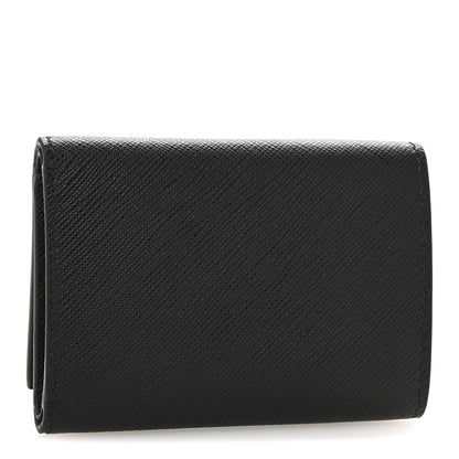 Prada Saffiano Metal Tri-Fold Envelope Card Holder Wallet Black 3 of 8