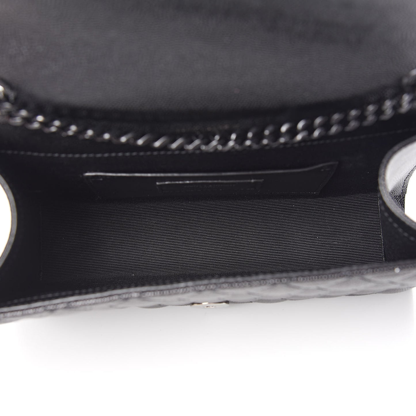 Grain De Poudre Textured Mixed Matelasse Triquilt Small Monogram Satchel Black