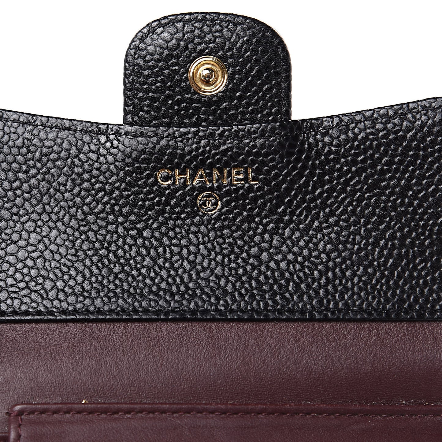 Caviar Quilted Compact Flap Wallet Black