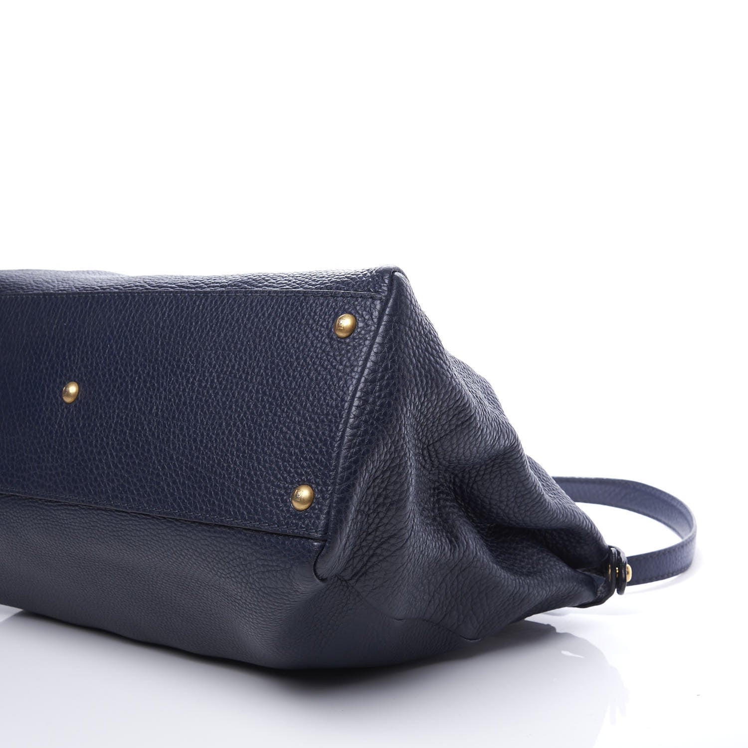 Fendi Cuoio Romano Raffia Selleria Large Peekaboo Iconic Satchel Navy 7 of 9