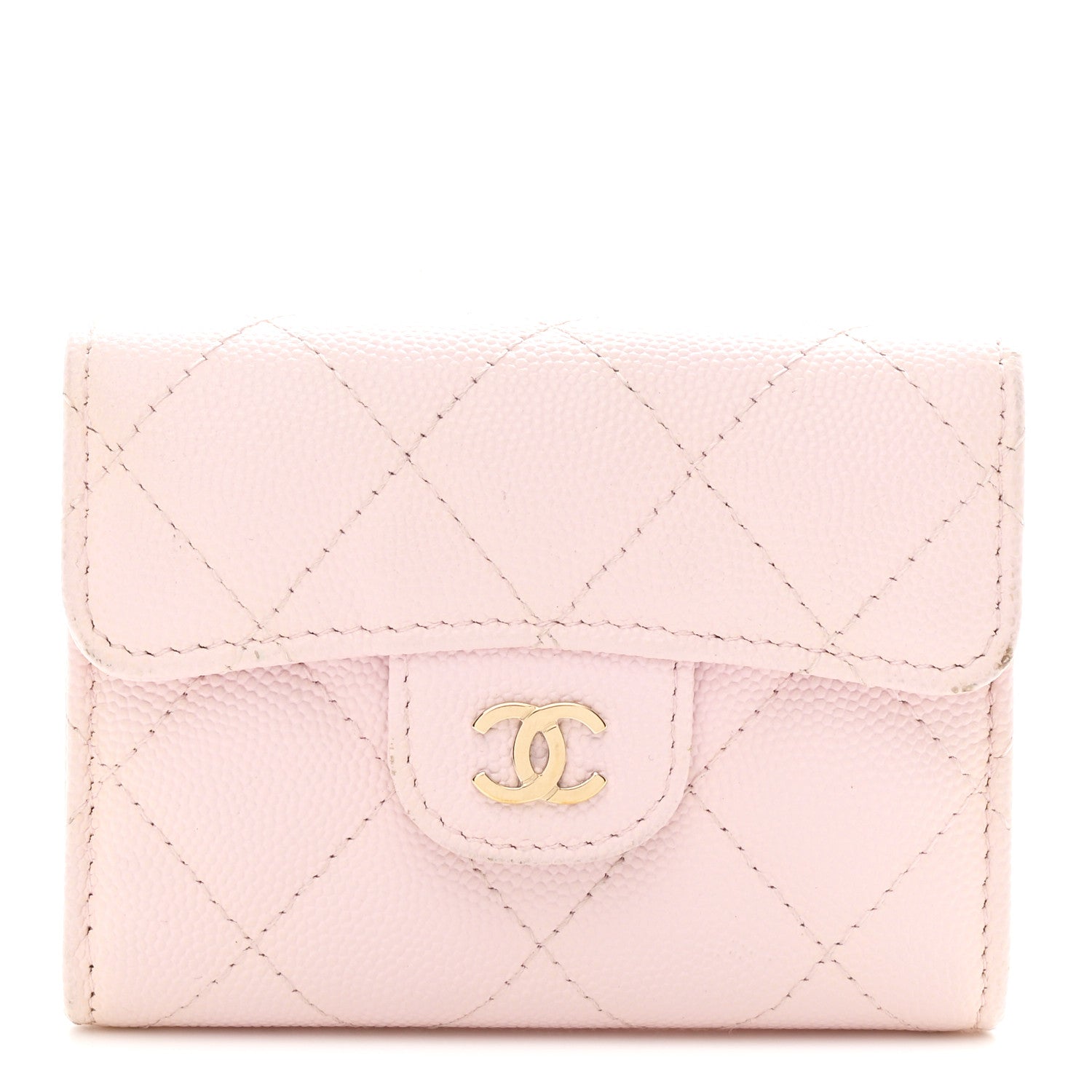 Chanel Caviar Quilted Flap Card Holder Wallet Light Pink 1 of 9