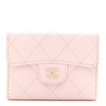 Chanel Caviar Quilted Flap Card Holder Wallet Light Pink 1 of 9