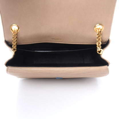 Saint Laurent Lambskin Matelasse Chevron Monogram Medium Sulpice Bag Beige 5 of 15