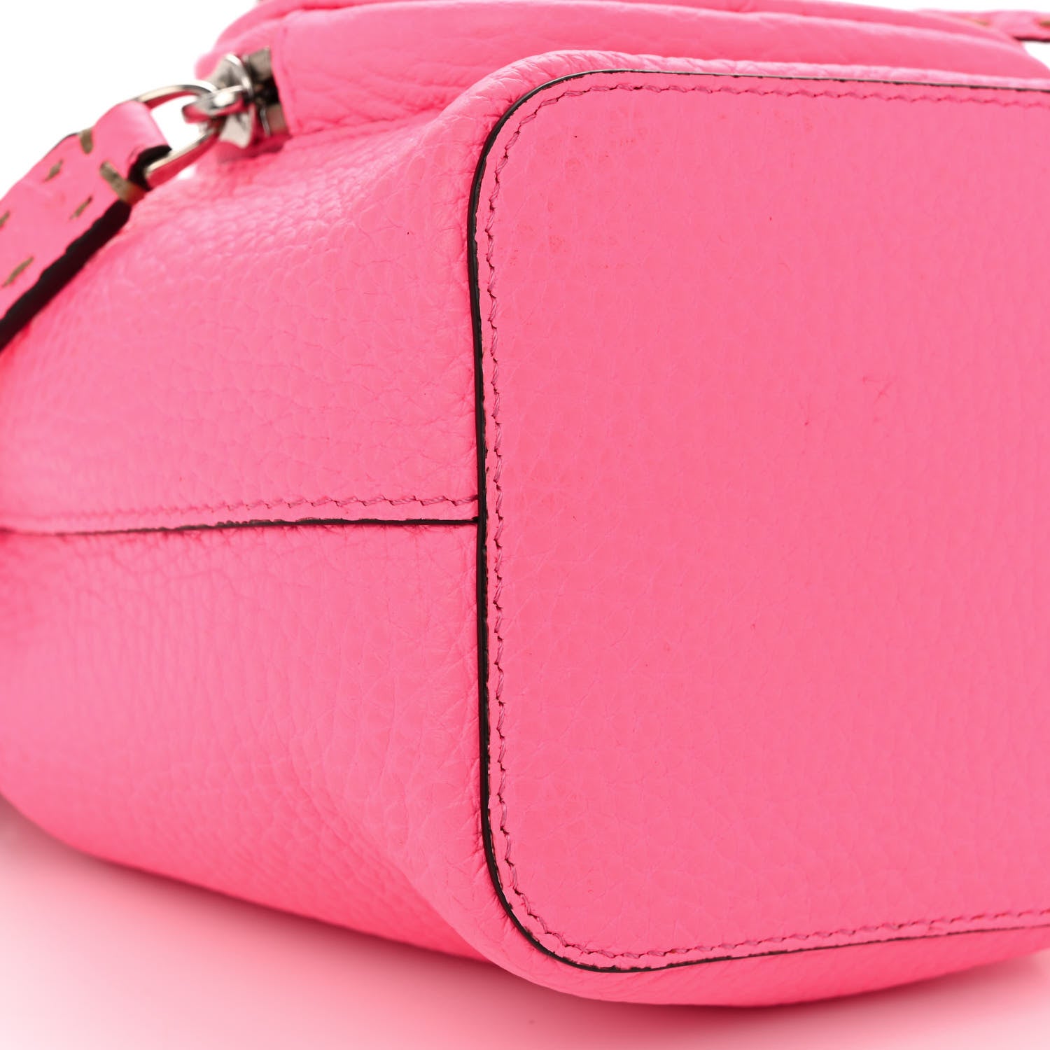 Fendi Cuoio Romano F is Fendi Mini Mon Tresor Pocket Bucket Bag Fluo Pink 9 of 13