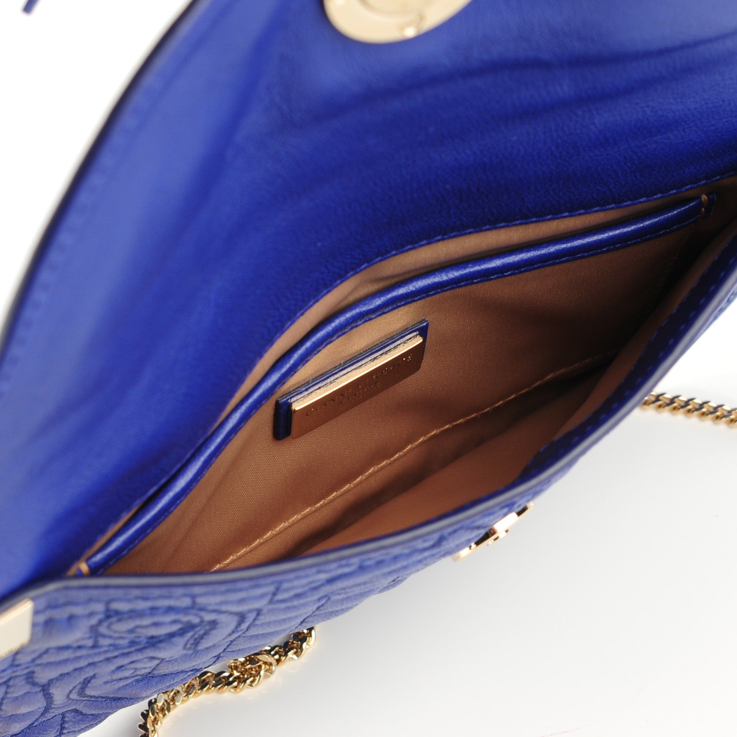 Versace Nappa Barocco Quilted Vanitas Chain Pouch Poison Blue 6 of 6