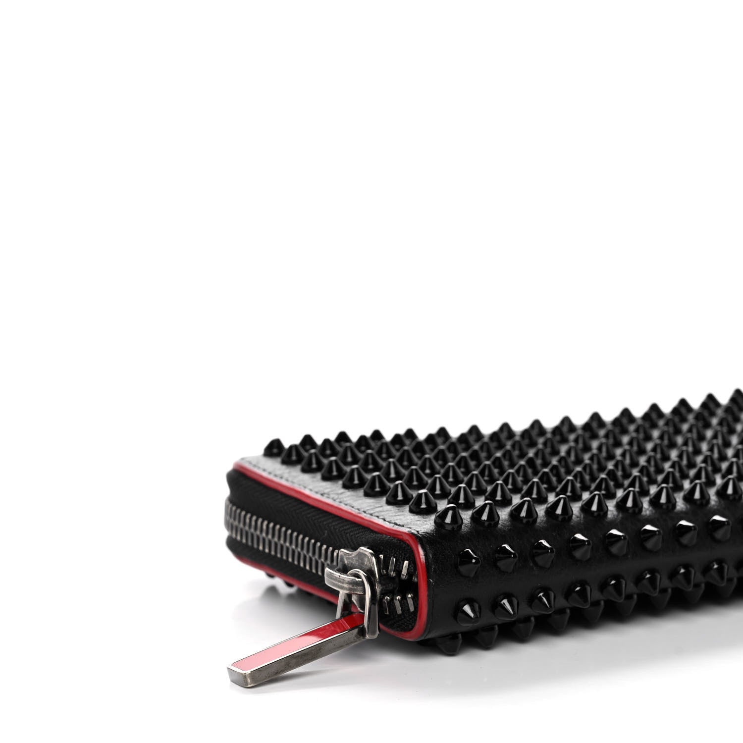 Christian Louboutin Calfskin Panettone Spiked Zip Around Wallet Black 7 of 13