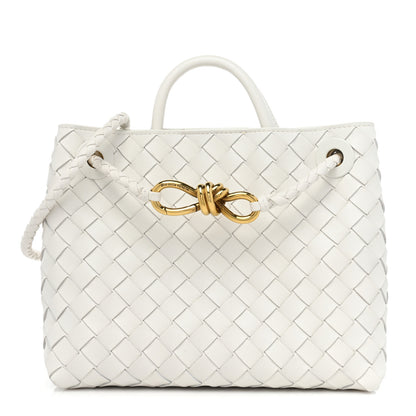 Bottega Veneta Nappa Intrecciato Small Andiamo Shoulder Bag White 1 of 10