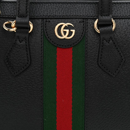 Gucci Textured Calfskin Web Small Ophidia Tote Bag Black 7 of 9