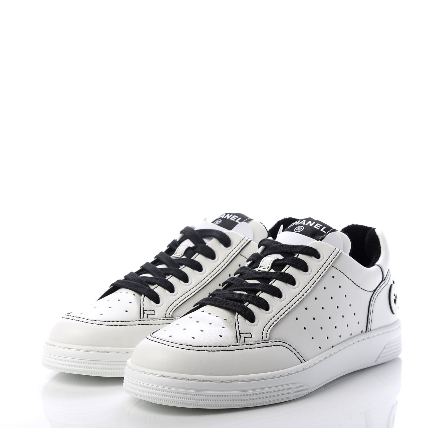 Calfskin Womens Logo Sneakers 38 White