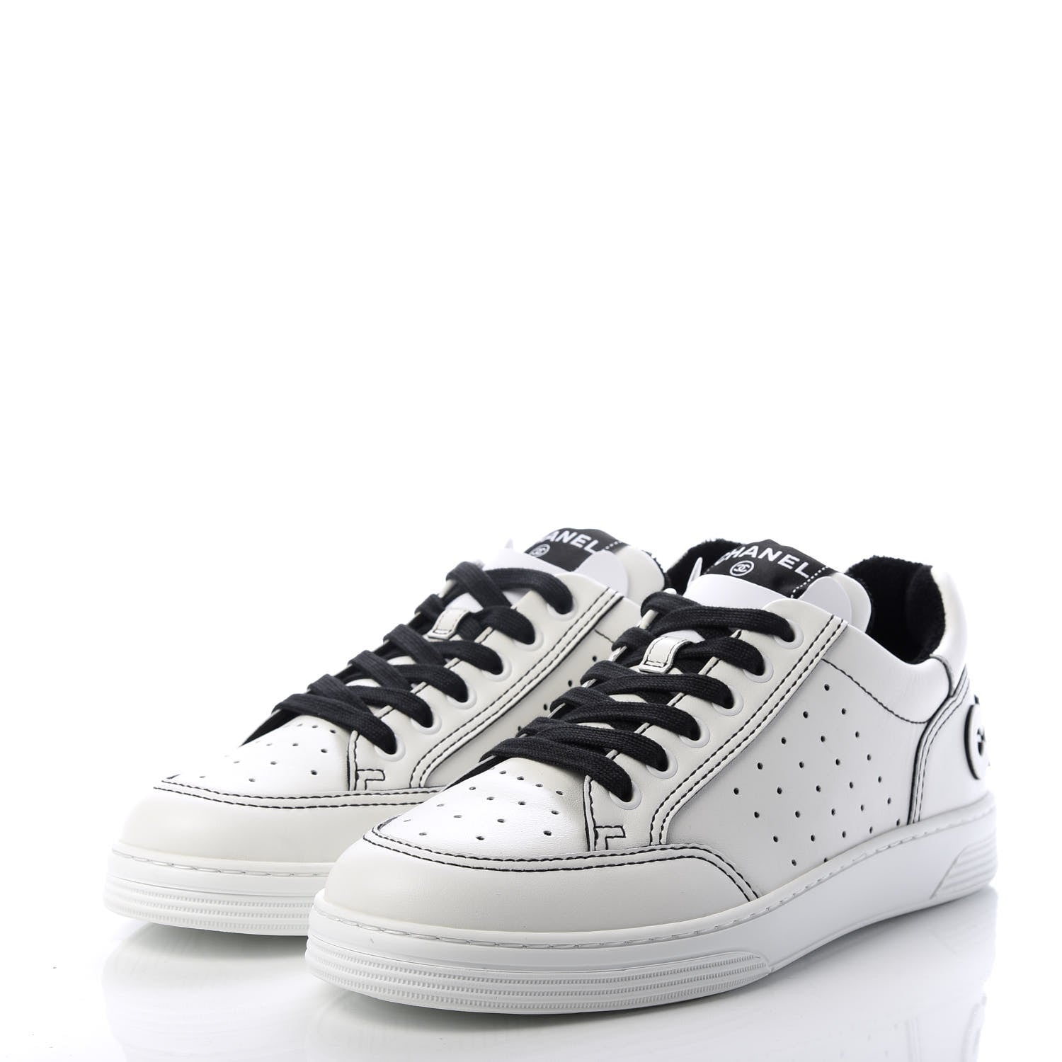 Chanel Calfskin Womens Logo Sneakers 38 White 3 of 11