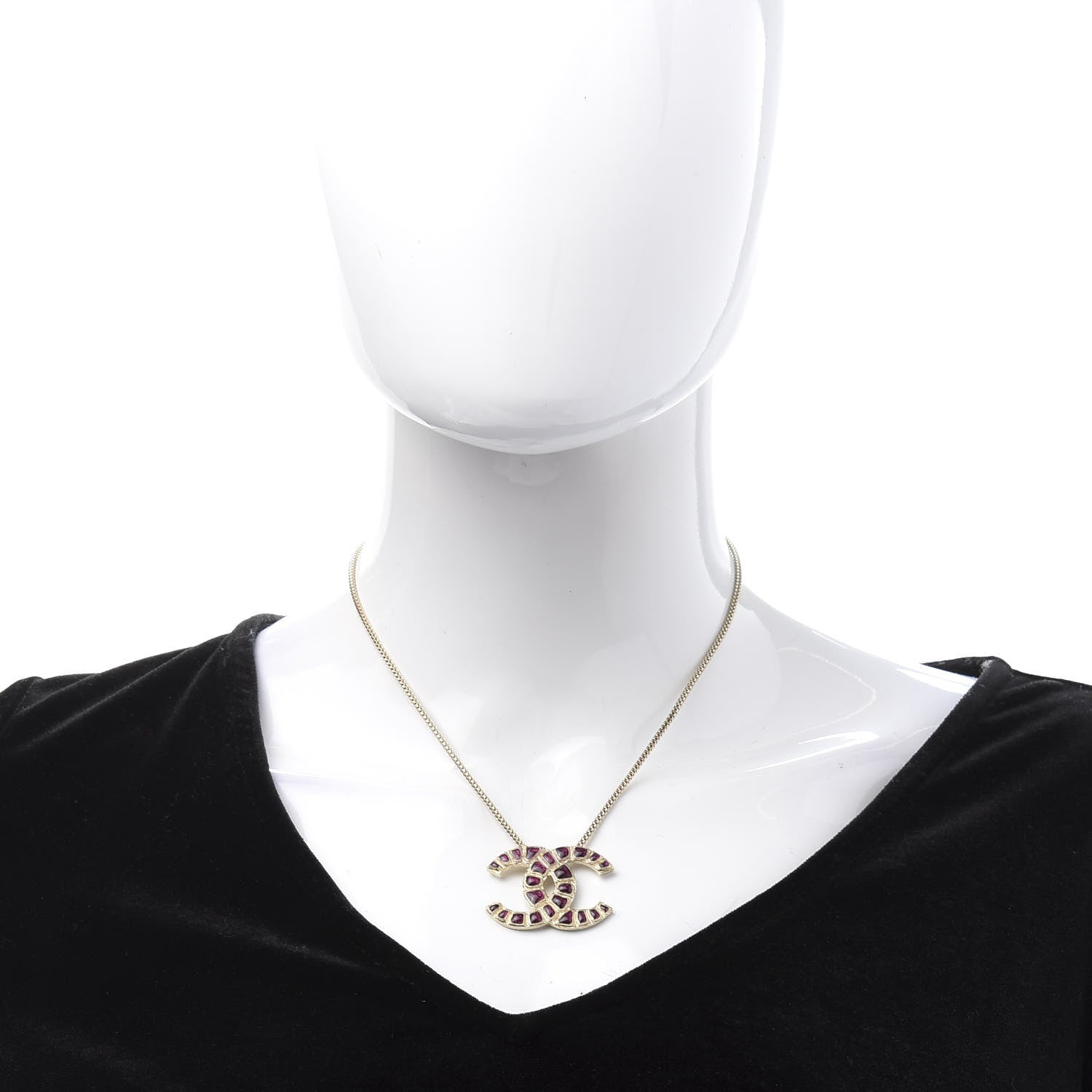 Chanel Resin Along The Nile CC Pendant Necklace Gold Purple 2 of 6