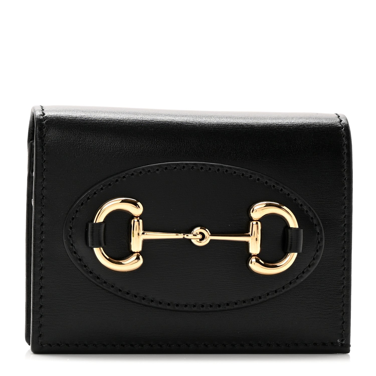 Gucci Boarded Plutone Calfskin Horsebit 1955 Card Case Wallet Black 1 of 8