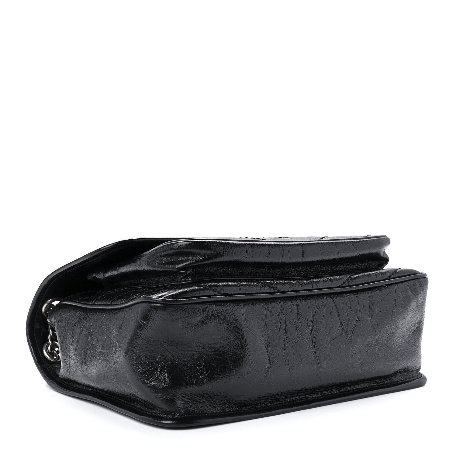 Saint Laurent Crinkled Calfskin Matelasse Monogram Medium Niki Chain Satchel Black 4 of 13